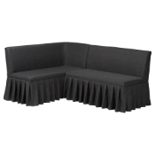 Baxton Studio Bryna 2-Piece Fabric Upholstered Dining Nook Bench Set - Corner Kitchen Banquette Seating with Skirted Base, L-Shaped Breakfast Nook for Small Spaces, Dark Grey